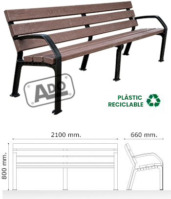 mesures banc de plàstic reciclat 